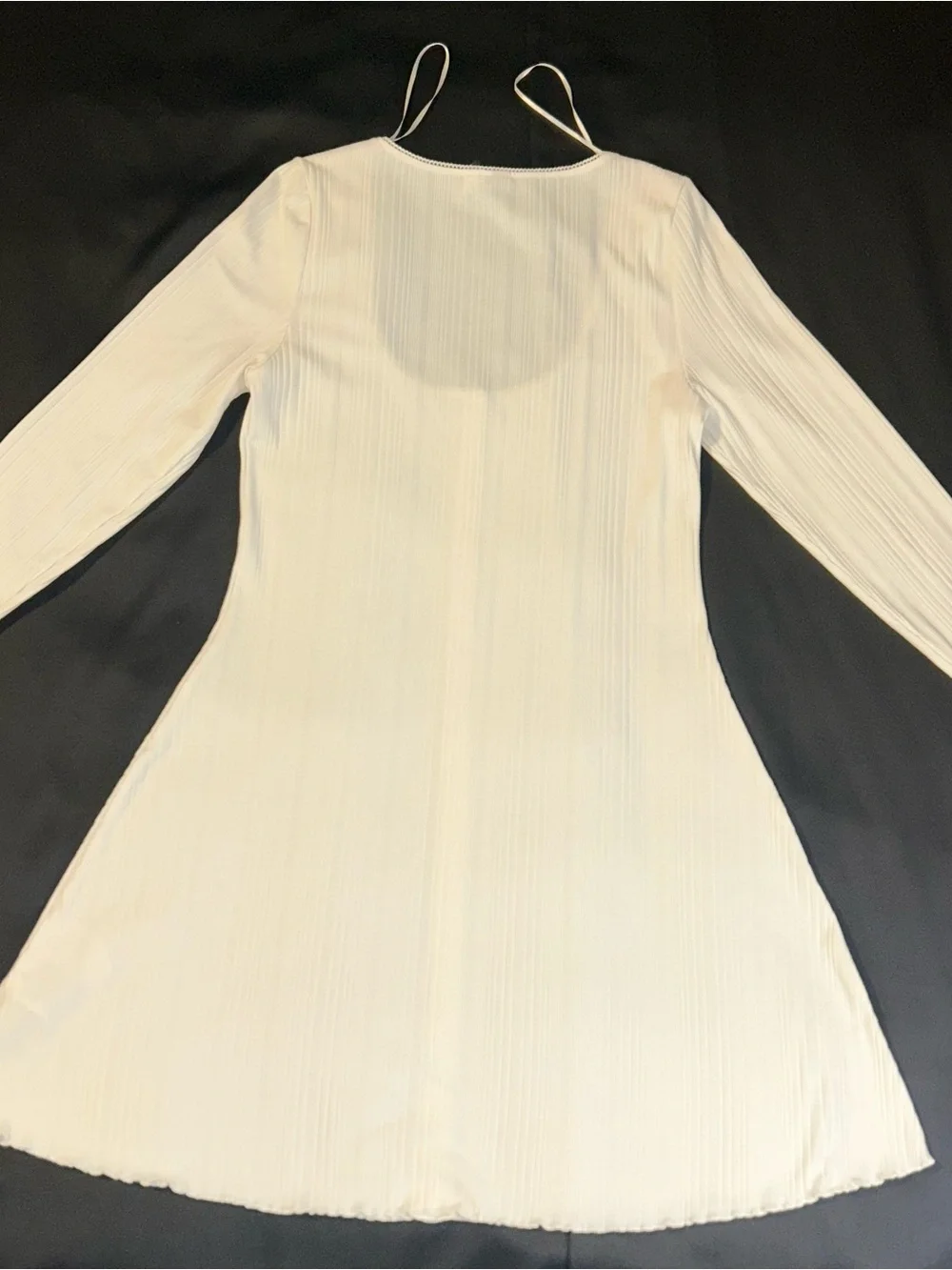 H&M Cream Ribbed Long-Sleeve Button-Front Dress